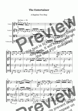 page one of Joplin - The Entertainer - string quartet 