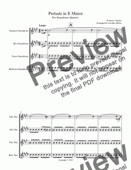 page one of Prelude in E Minor - Score and parts