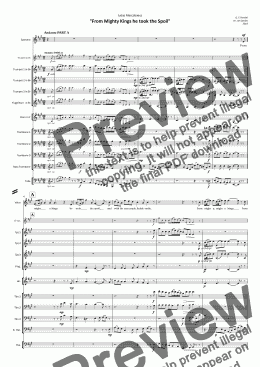 page one of From Mighty Kings he Took the Spoil (Soprano & 10 Piece Brass Ensemble)