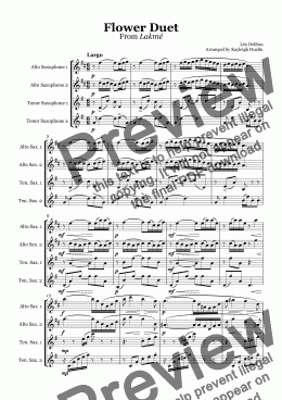 page one of Flower Duet (from Lakmé by Léo Delibes) (AATT saxophone quartet)
