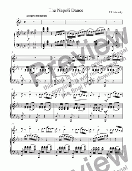 page one of Tchaikovsky  - Neapolitan Dance (Swan Lake Ballet) - for trumpet Bb & piano