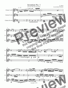 page one of Invention No. 1 for Clarinet Trio