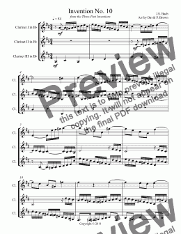 page one of Invention No. 10 for Clarinet Trio