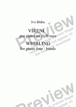 page one of VÍŘENÍ - WHIRLING - four - hands piano 