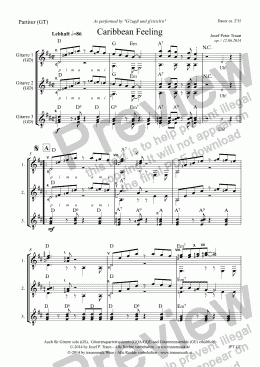 page one of Caribbean Feeling (GT/Score & Parts) mit Percussionteil