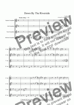 page one of Down By The Riverside (sax quartet)
