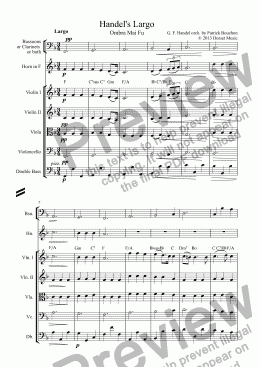 page one of Handel’s Largo - Ombra mai fu