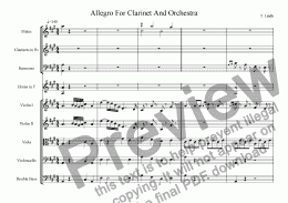 page one of Allegro For Clarinet And Orchestra