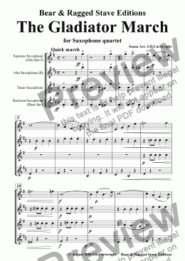 page one of The Gladiator March for saxophone quartet