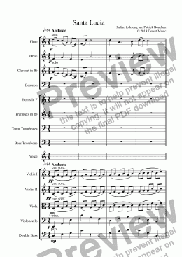 page one of Santa Lucia for Voice and Orchestra