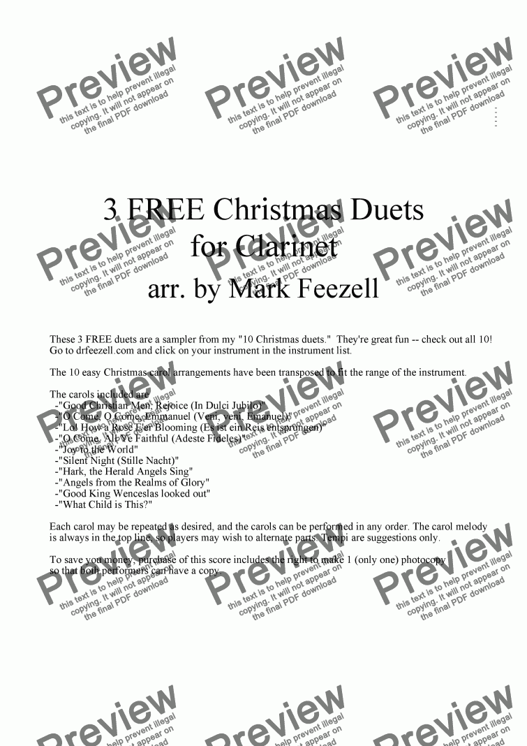 page one of Christmas Music (Clarinet Duets)