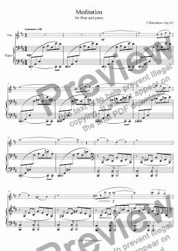 page one of Meditation for Flute and Piano