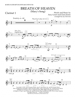 page one of Breath of Heaven (Mary's Song) (arr. Jay Dawson) - Clarinet 1 (Concert Band)