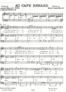 page one of Au Cafe Renard (Piano & Vocal)