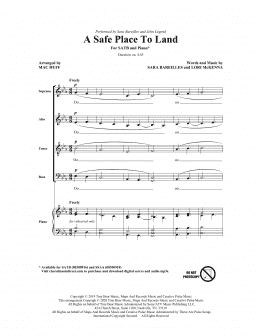 page one of A Safe Place To Land (feat. John Legend) (arr. Mac Huff) (SATB Choir)