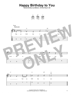 page one of Happy Birthday To You (Easy Guitar Tab)