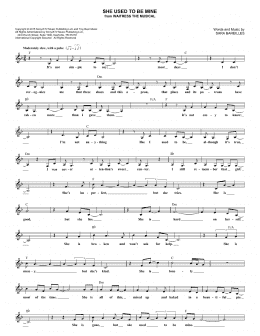 page one of She Used To Be Mine (from Waitress the Musical) (Lead Sheet / Fake Book)