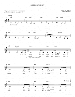 page one of Ribbon In The Sky (Easy Lead Sheet / Fake Book)