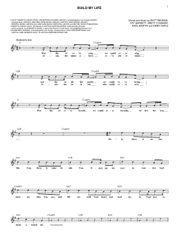 page one of Build My Life (Lead Sheet / Fake Book)
