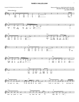 page one of Raise A Hallelujah (Lead Sheet / Fake Book)