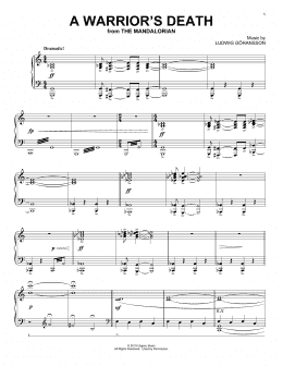 page one of A Warrior's Death (from Star Wars: The Mandalorian) (Piano Solo)