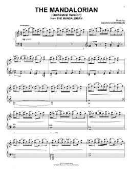 page one of The Mandalorian (Orchestral Version) (from Star Wars: The Mandalorian) (Piano Solo)