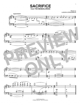 page one of Sacrifice (from Star Wars: The Mandalorian) (Piano Solo)