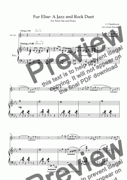 page one of Fur Elise-A Jazz and Rock Duet for Tenor Sax and Piano