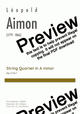 page one of Aimon - String Quartet in A minor
