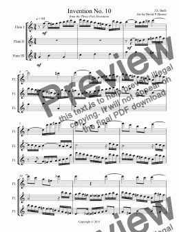 page one of Invention No. 10 for Flute Trio