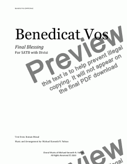 page one of Benedicat Vos Final PDF