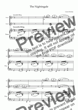 page one of "The Nightingale" Flute Duet and Piano- early Intermediate