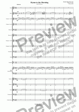 page one of Hymn to the Morning - Small Orchestra