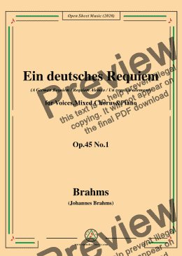 page one of Brahms-Ein deutsches Requiem,Op.45 No.1,for Voices,Mixed Chorus and Piano