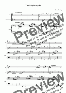 page one of "The Nightingale" Flute and Clarinet Duet with Piano