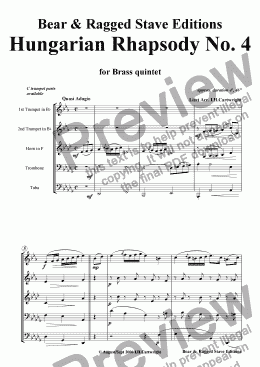 page one of Hungarian Rhapsody No. 4 for brass quintet