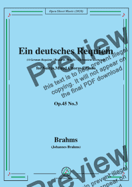 page one of Brahms-Ein deutsches Requiem,Op.45 No.3,for Voices,Mixed Chorus and Piano