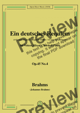 page one of Brahms-Ein deutsches Requiem,Op.45 No.4,for Voices,Mixed Chorus and Piano