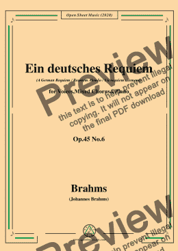 page one of Brahms-Ein deutsches Requiem,Op.45 No.6,for Voices,Mixed Chorus and Piano