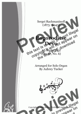 page one of Organ: Bogoroditse Devo (Vespers / All Night Vigil Op. 37, No. 6) - Sergei Rachmaninoff
