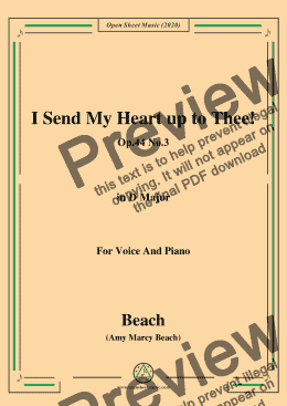 page one of Beach-I Send My Heart up to Thee!Op.44 No.3,in D Major,for Voice and Piano