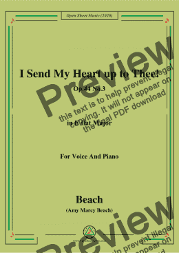 page one of Beach-I Send My Heart up to Thee!Op.44 No.3,in E flat Major,for Voice and Piano