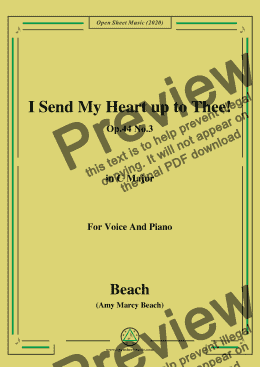 page one of Beach-I Send My Heart up to Thee!Op.44 No.3,in C Major,for Voice and Piano