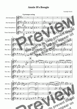 page one of Annie B's Boogie (AATT saxophone quartet)