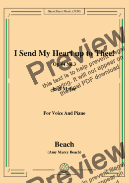 page one of Beach-I Send My Heart up to Thee!Op.44 No.3,in B Major,for Voice and Piano