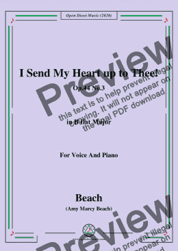 page one of Beach-I Send My Heart up to Thee!Op.44 No.3,in B flat Major,for Voice and Piano