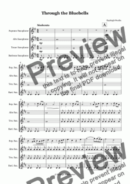 page one of Through the Bluebells (SATB saxophone quartet)