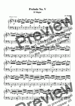 page one of Bach Prelude No. 5 in D Major BWV 850