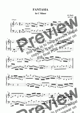 page one of Bach Fantazia in C Minor BWV 918 iCanPiano Style
