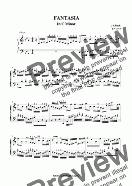 page one of Bach Fantazia in C Minor BWV 919 iCanPiano Style